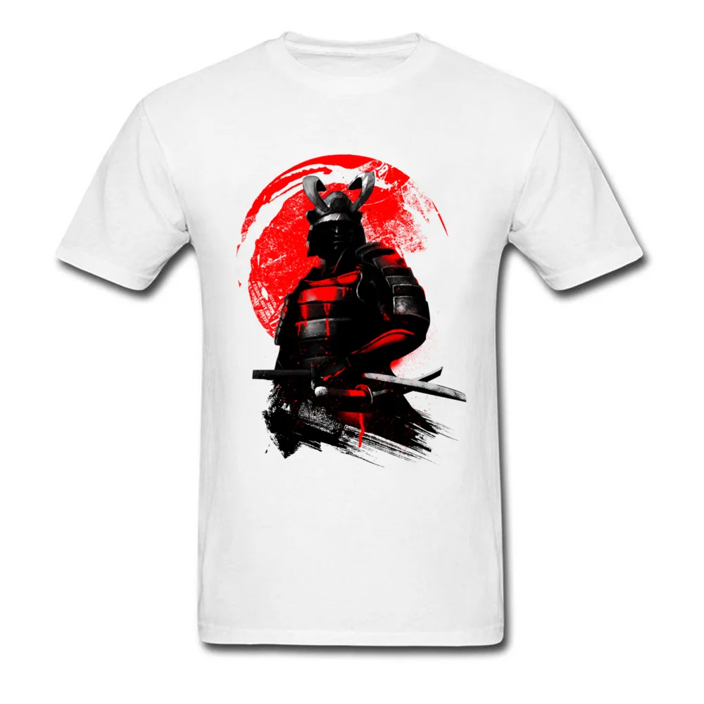 Samurai Warrior Tops Cold Style Black Red T-shirt Men Hero T Shirts Japan Anime Tees Cotton Clothing Swordsman Tshirt