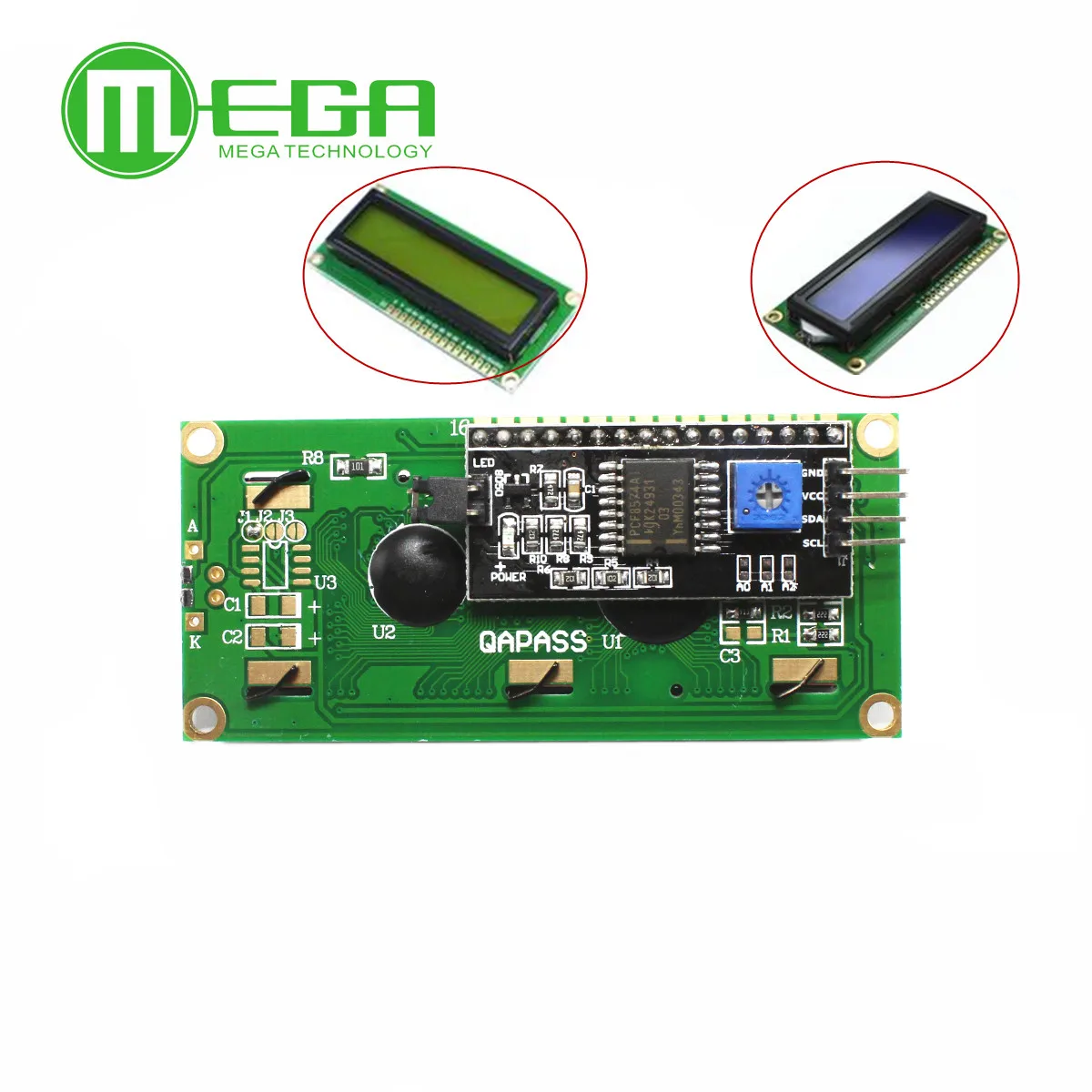 50PCS LCD module Blue screen green screen IIC/I2C 1602 for arduino 1602 LCD UNO r3 mega2560