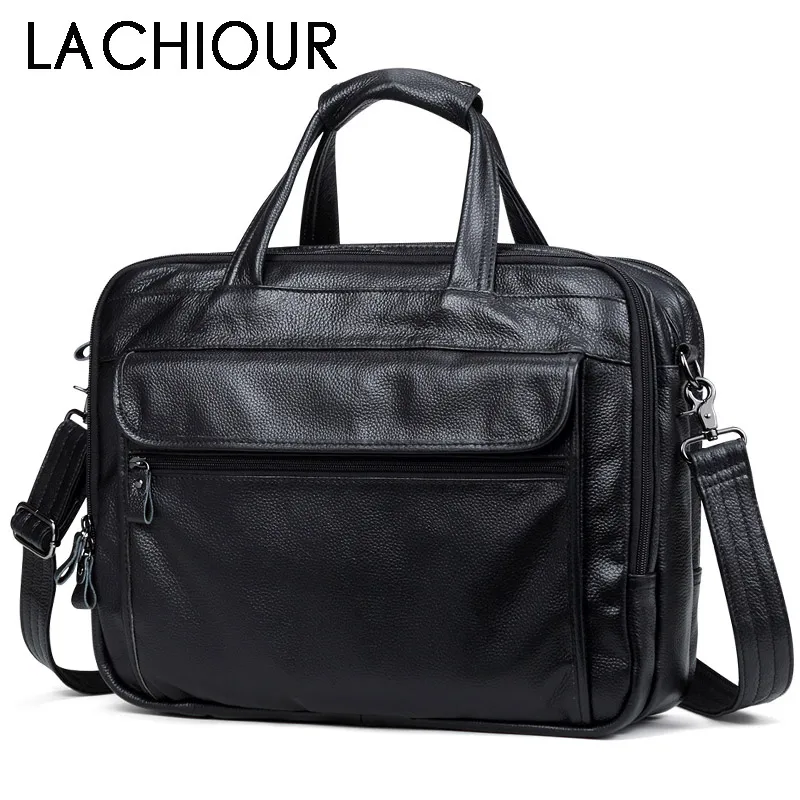 Fashion Genuine Leather Men A4 Office Bag Handbag Business Casual Men\'s Travel Bag 15.6\