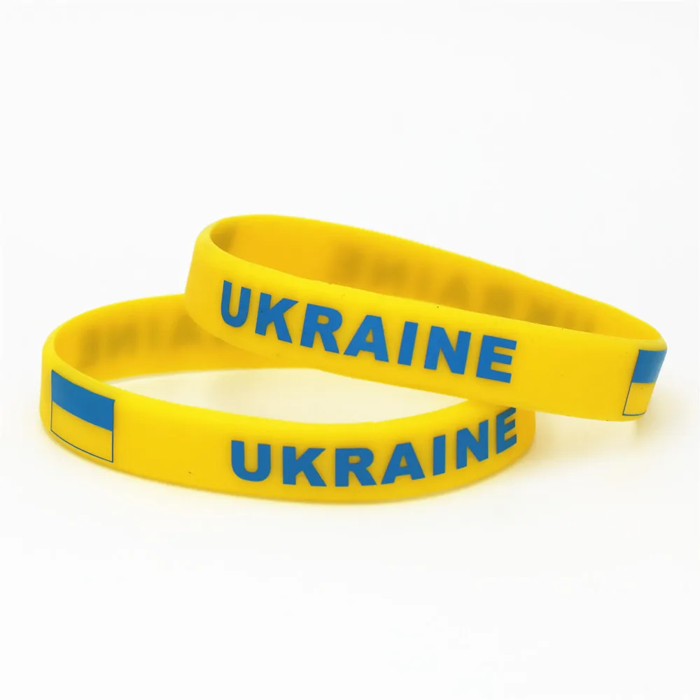 1PC Soccer Ukraine Country National Flag Wristband Yellow Football Sport Elastic Silicone Bracelets&Bangles Gifts 2022 SH227