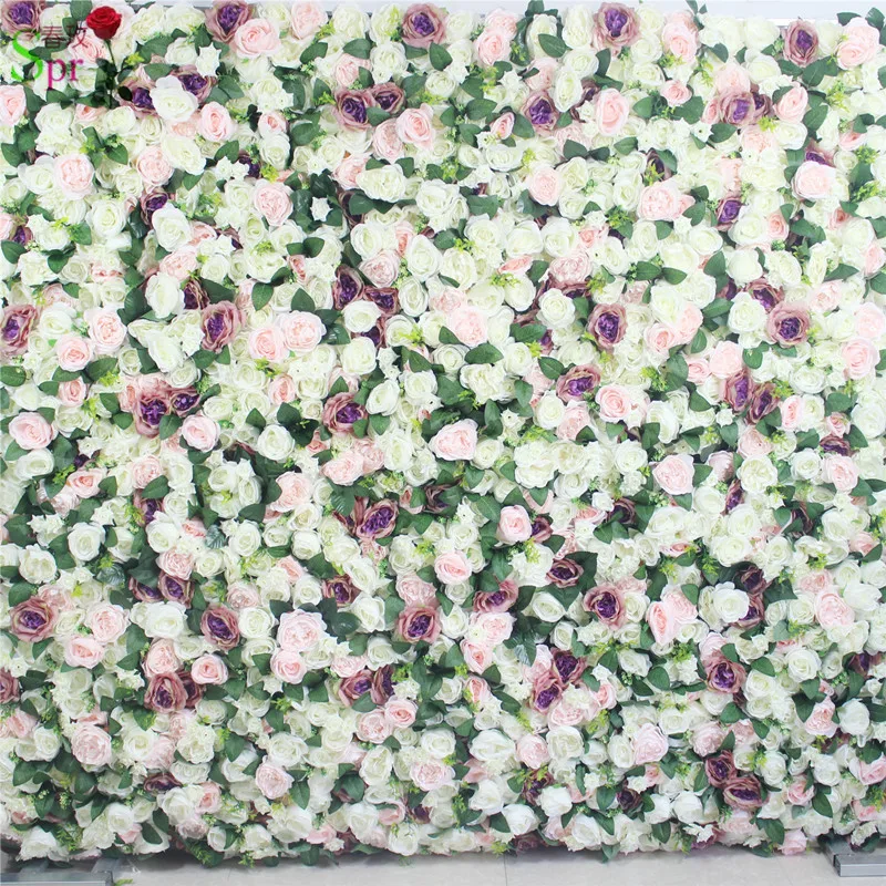 SPR Free Shipping 3D white pink green flower wall wedding backdrop artificial flower row and arch decorative flore