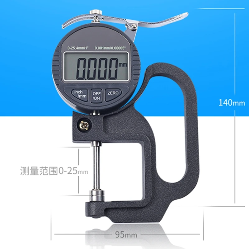 0-25mm Digital Thickness Gauge LCD Micrometer Thickness Meter Micrometer Width Measuring Tools Data Output Accuracy 0.001mm