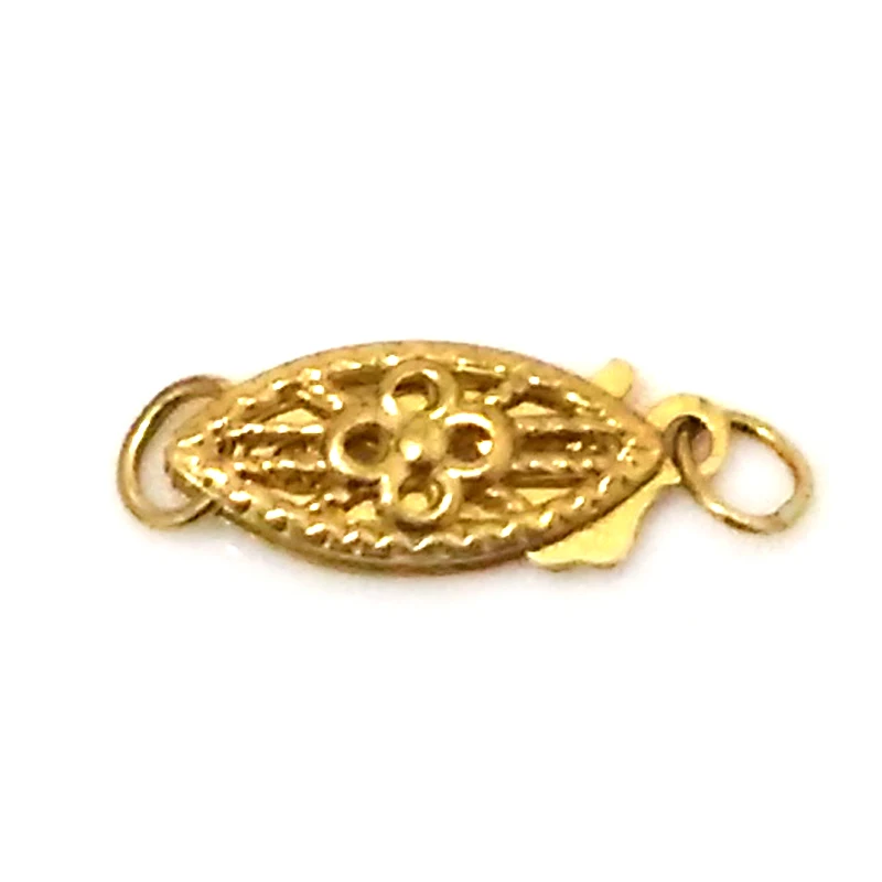 Wholesale 5x12mm Fish Shaped Filigree 14K Solid Yellow Gold Clasp