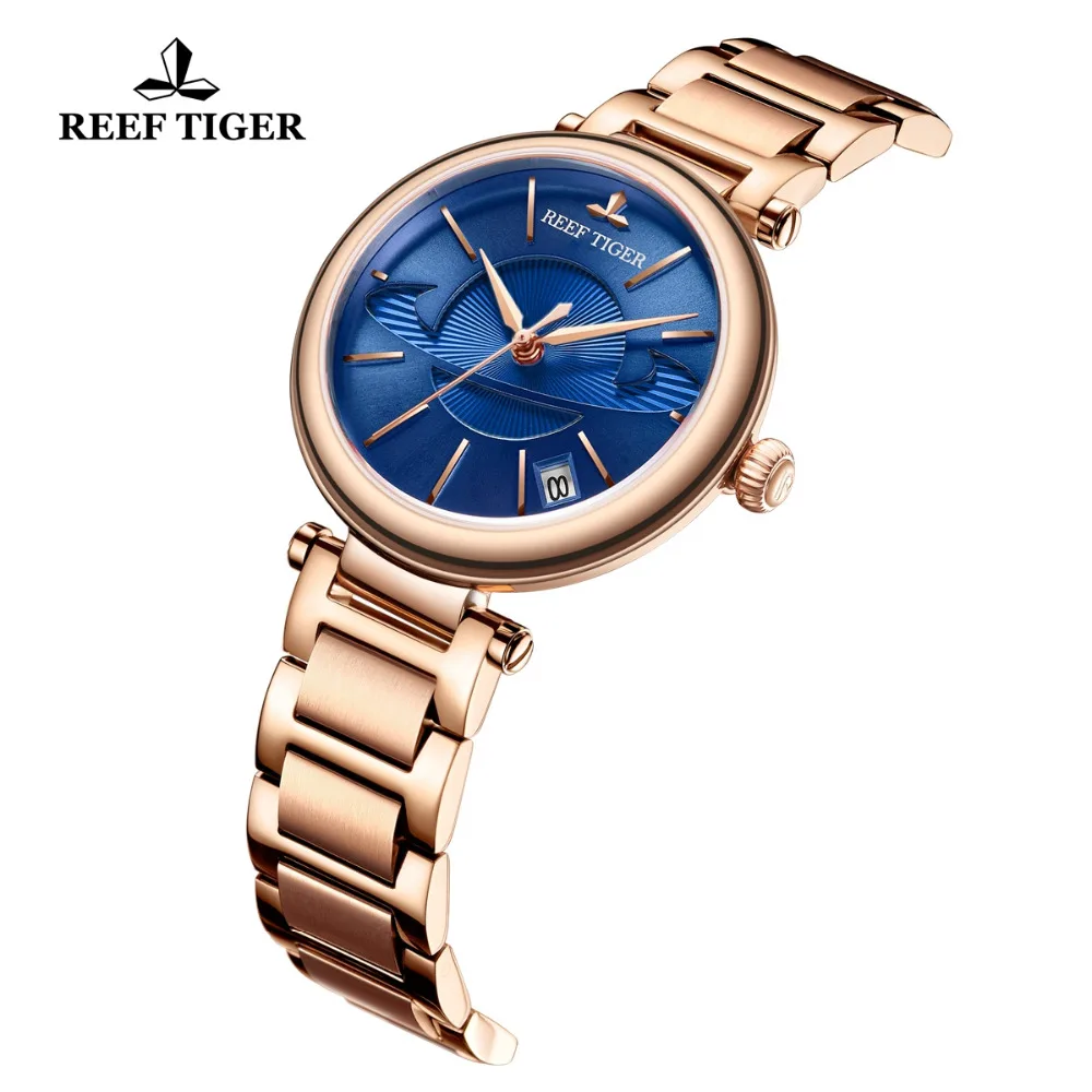 Récif Tiger – montre créative de luxe pour femmes, couleur or Rose et bleu, étanche, RGA1591