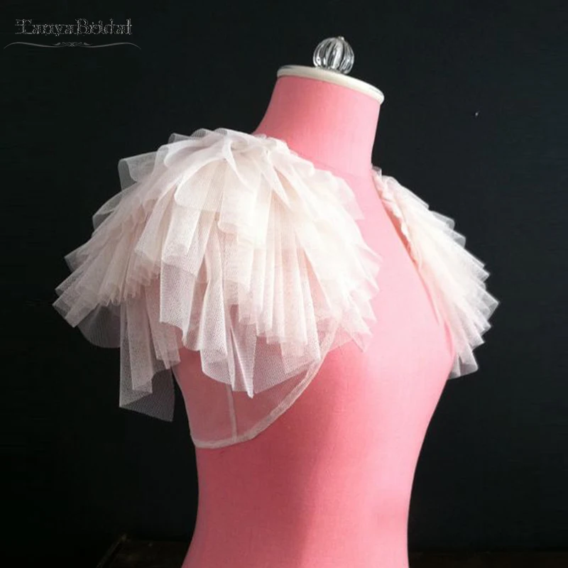 Ruffles Tulle Wedding Bolero Tulle Fairy Bridal Jacket Short Shurgs DJ055