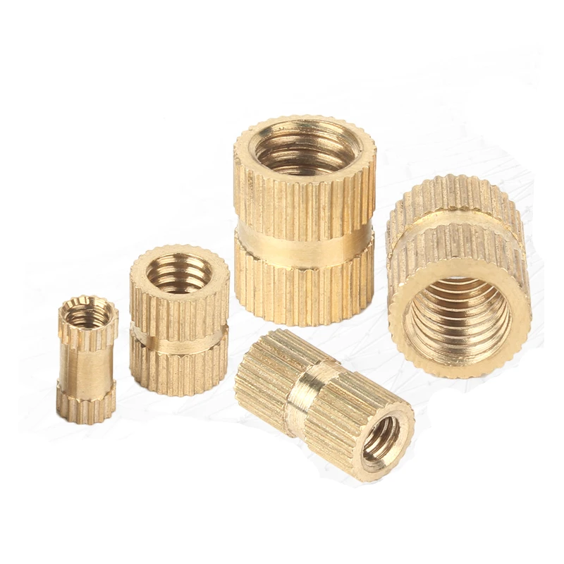 50pcs Brass Insert nut M4 Double Pass Injection Molding brass knurled thread inserts nuts copper nut M4*4/5/6/8/10mm OD=5.2/6.3