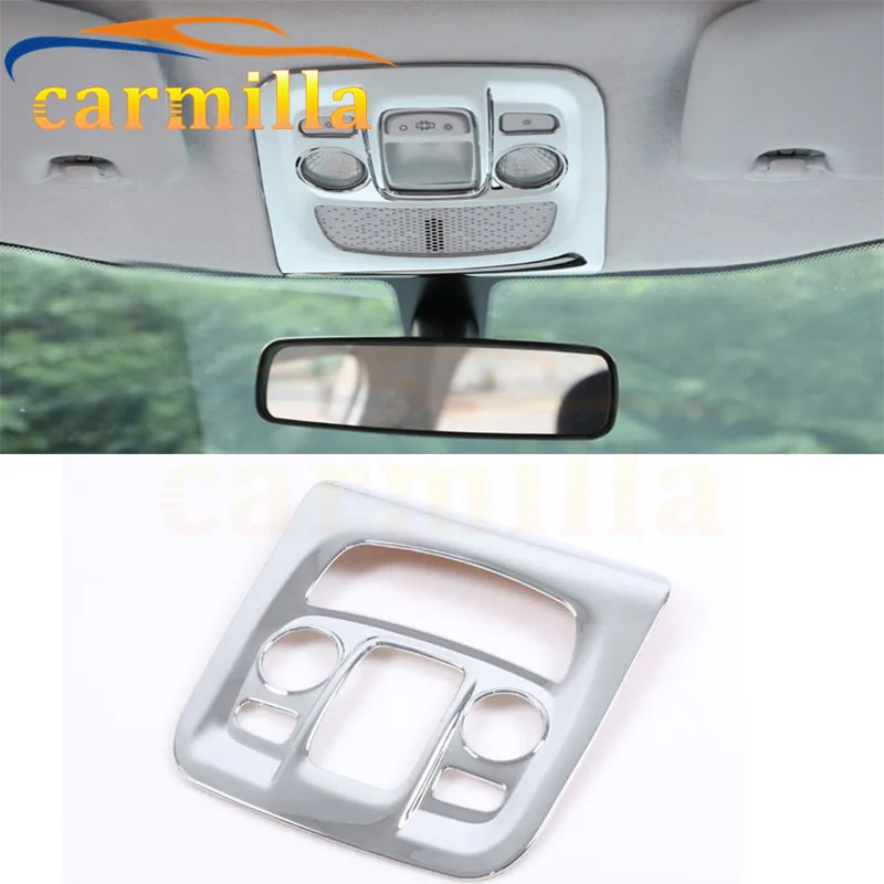 

Carmilla Car Chrome Front and Rear Reading Light Inner Decoration Refitting Sticker for Peugeot 2008 Year 2014 2015 2016 Acc.