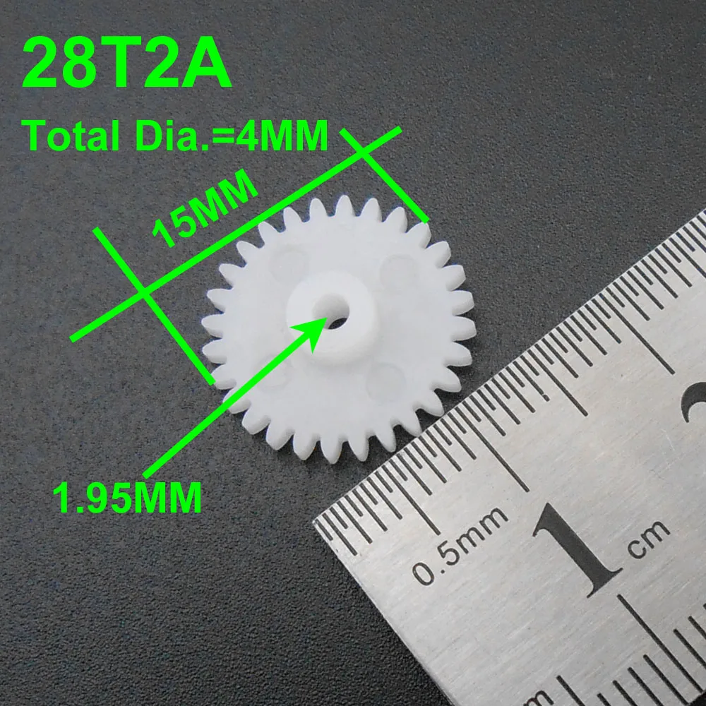 1000PCS/LOT 0.5M 28T 2A Plastic Spur Gear 0.5 Modulus T=28 Aperture: 2mm 1.95MM Tight Fitting 28 Teeth 4MMX15MM Gears NEW *FD854