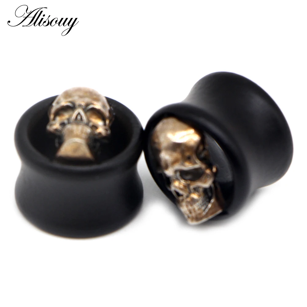 2PCS Wood Ear Plug Flesh Tunnels Skull Star Shape Body Piercing Jewelry Gauge Stretcher Expander Extender Jewelry For Women Men