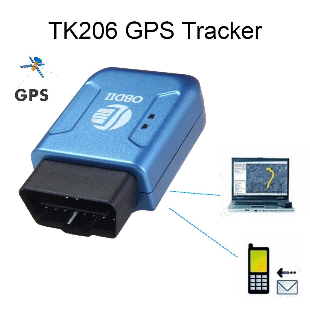 

GPS GPRS TK206 Car Tracker OBDII Interface Geo-fence Function Auto fleet vehicle Tracking Device Blue color