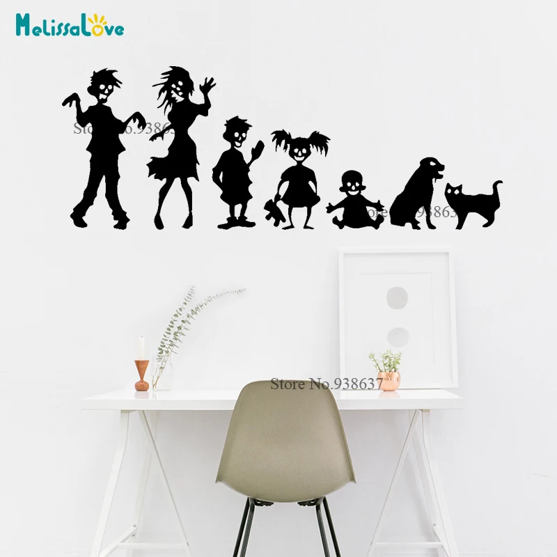 Zombie Family Car Sticker DIY Decor Bedroom Baby Room Funny Top Quality Decal Rear Windshield Home Wall Sticker Waterproof ZP143