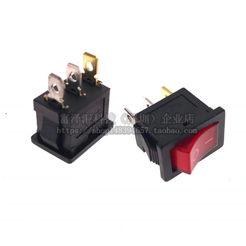 10 PACK KCD1-116 Boat Button Switch on/Off Rocker Switch Light 2 Files 3 Pin 6A 250V/10A 125V 15mm*21mm Copper Core Red Black