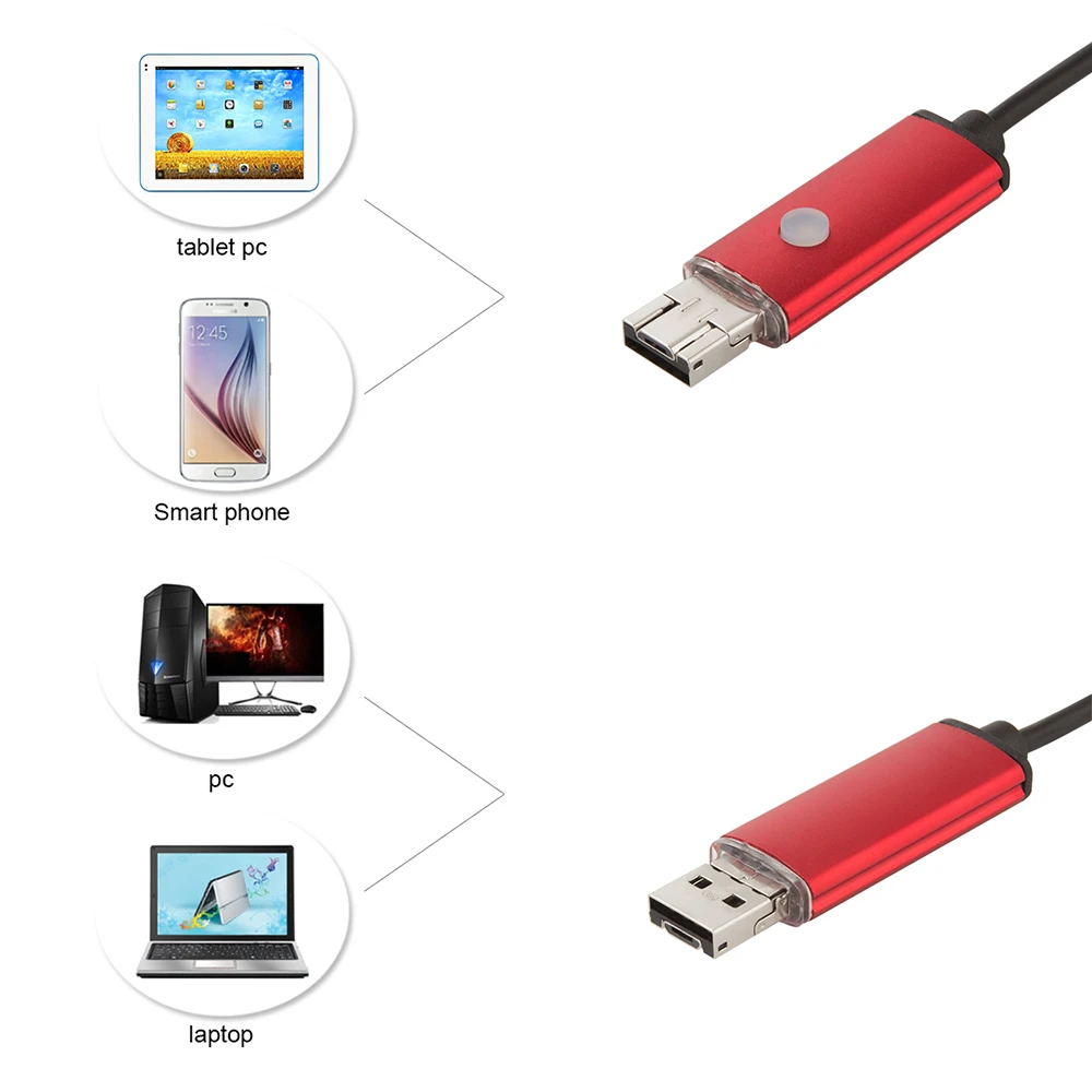 Di alta qualità 5.5 MILLIMETRI USB endoscopio Android macchina fotografica 1/2/5/10m flessibile del serpente del tubo di rilevamento smartPhone OTG