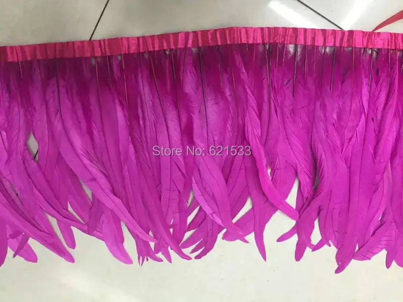 10Meters/lot!30-35cm Wide Dyed Rose Colour Coque Tail Feather Fringe Trimming Carnival,Carnival Costume Fringe