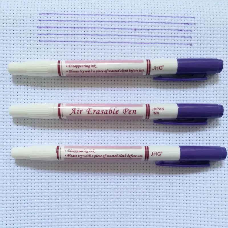 

JHG Double Side Purple Air Erasable Pen Stitch Marker Invisible Pen Fabric Marking Pen With Vanish Ink For DIY Needlework Marker