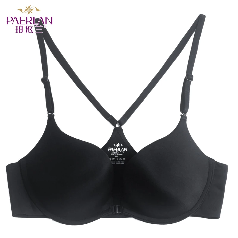 PAERLAN Solid Wireless front button female bra  type vest design fall glossy seamless push up u.s. back underwear