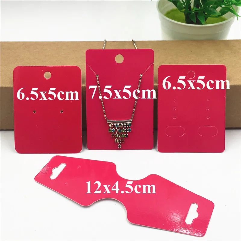 

100Pcs/Lot 4 Styles Rose Red Necklace Earrings Packaging Cards Membrane High Quality Hang Tags Adornment Accept Custom Logo Bulk