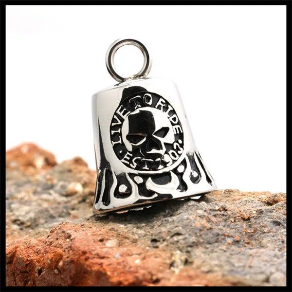 Skeleton Tinkle Bell Pendant Stainless Steel Motorcycles Biker New Jingle Bell Pendant