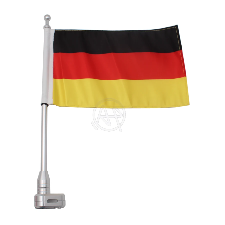 Motorbike Black/Silver Aluminum Rear Mount Flag Pole Germany Flag for Honda Goldwing GL1800 GL1500 GL1200 2001-11 Harley Touring
