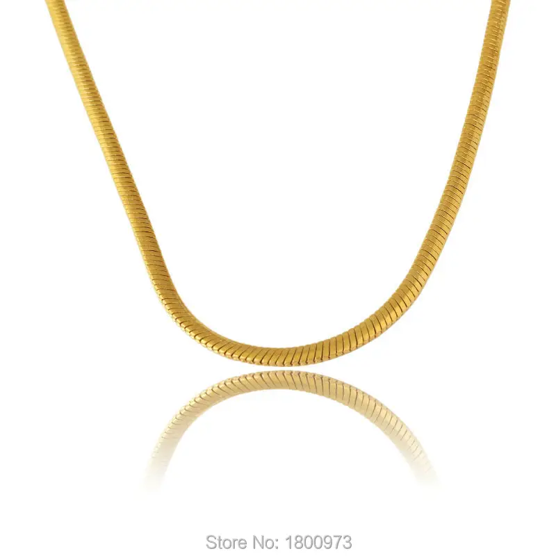 

Adixyn New Brand Gold Necklace18K Gold Color Fashion Jewelry Wholesale 5 MM 60 CM Snake Chain Necklace Men Jewelry