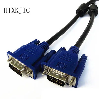 3+4 VGA Cable 1.5M 3M 5M 15PIN VGA Male To VGA Male Double Ring Extension for Monitor HDTV PC Multimedia TV Projector