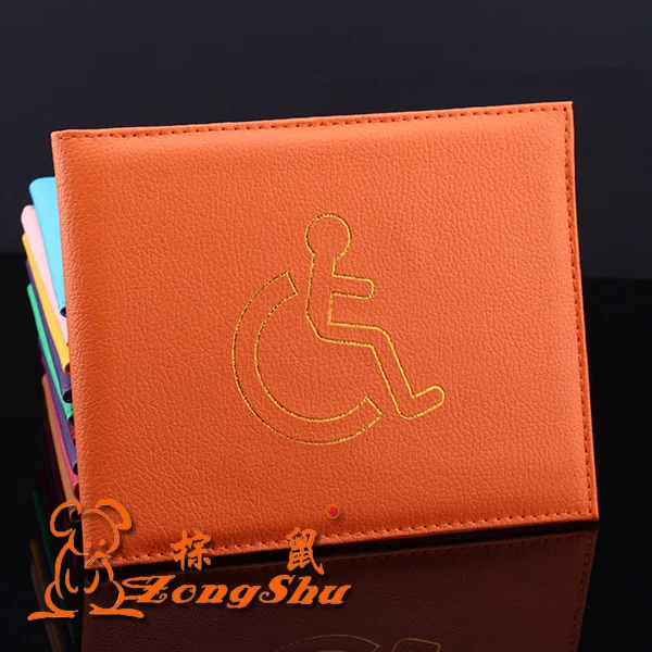 ZONGSHU Pu Leather Disability Card Cover Red Disabled Identity Case Blue Handicapped Id Bags (Customization Accepted)