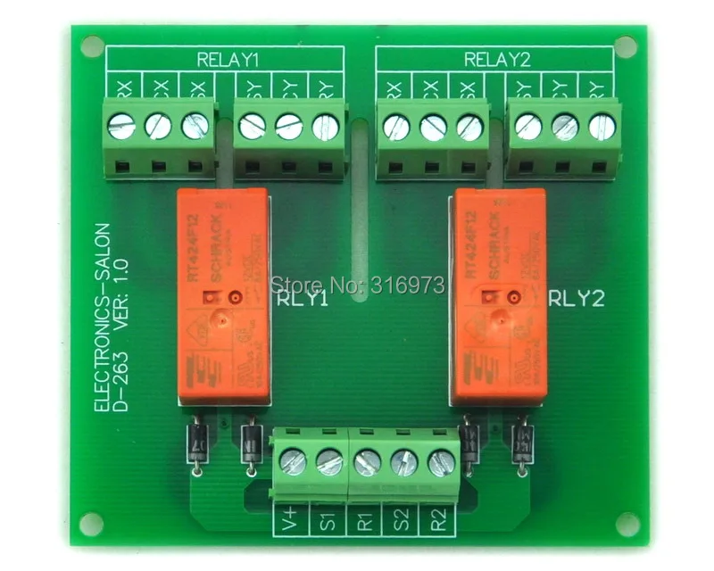 

Passive Bistable/Latching 2 DPDT 8 Amp Power Relay Module, 12V Version, RT424F12