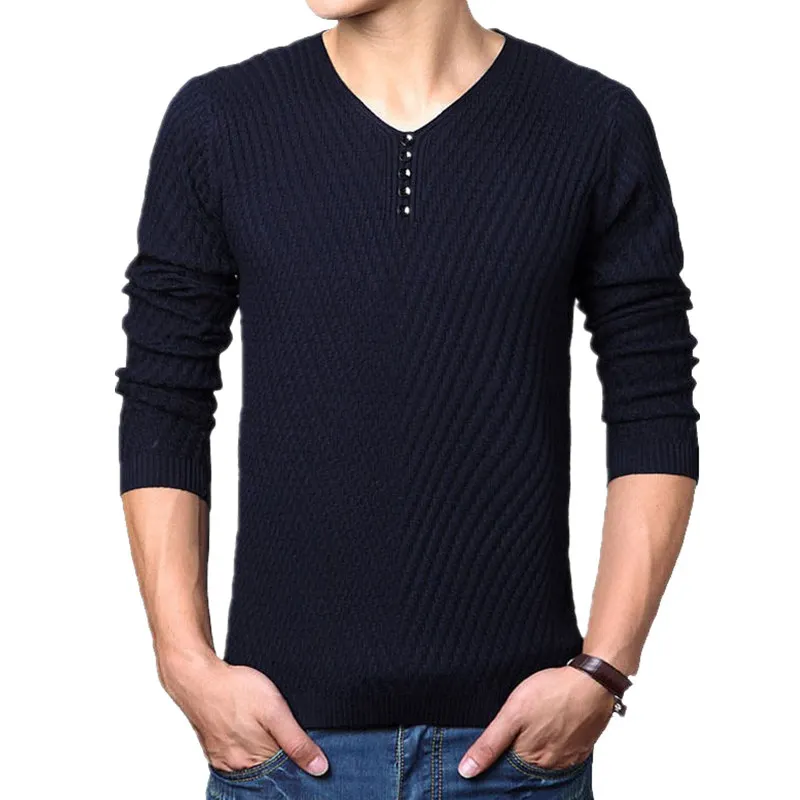 M-4XL Winter Henley Neck Sweater Men Cashmere Pullover Christmas Sweater Mens Knitted Sweaters Pull Homme Jersey Hombre 2023