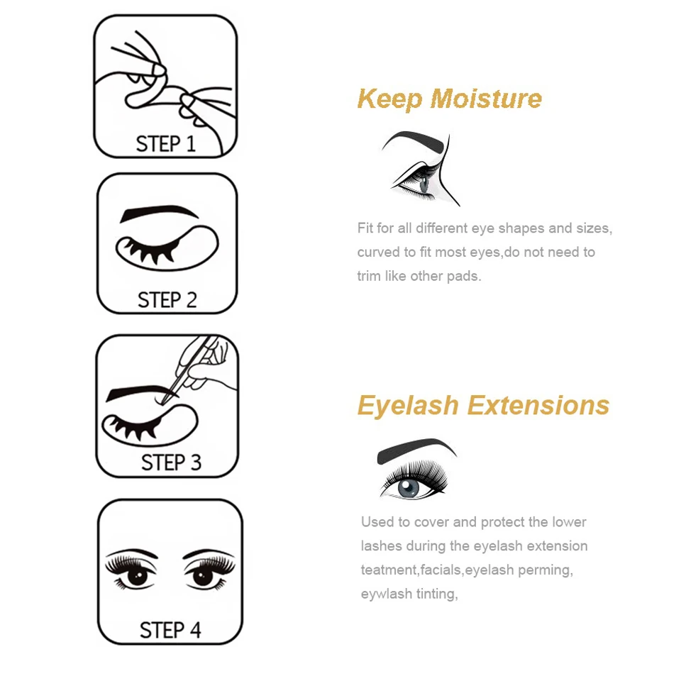 THINKSHOW 20/50/100 Pairs/Lot Eye Gel Patches for Eyelash Extension,Under Eye Paper Pads,Graft Eyelash Extension Sticker Patches