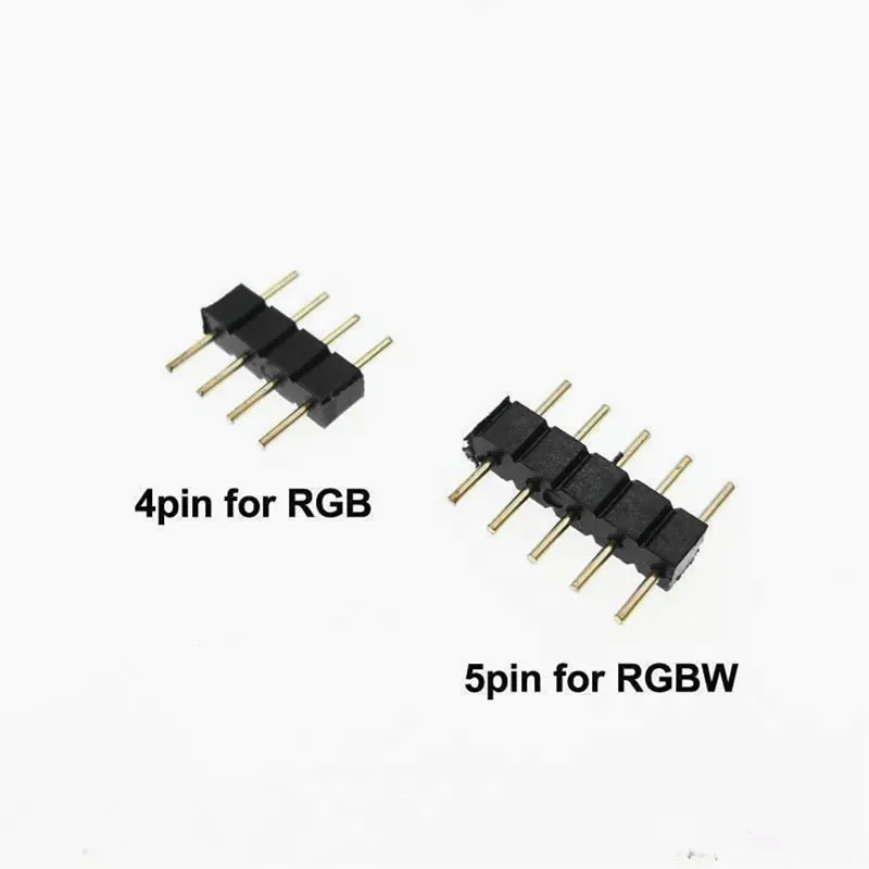 10pcs 4 Pin RGB 5 PIN RGBW Connector Adapter 4pin Needle Male type Double For RGB/RGBW 5050 3528 LED Strip light LED Accessories