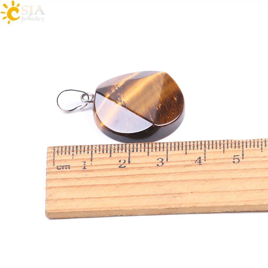 CSJA New Fashion Natural Stone Pendant Hexagonal Big Satellite Necklace Multi-faceted Quartz Crystal Bead Men Women Jewelry F186