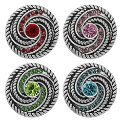 KZ3197 New Beauty elegant Rotate pattern rhinestone Metal 18mm snap buttons for DIY snap jewelry charm fittings wholesale