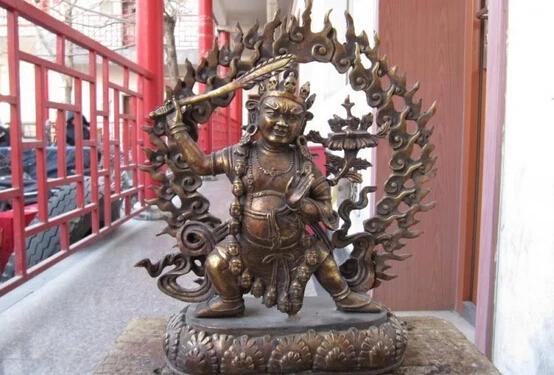 

33CM Tibet Folk Fane classic Bronze Gild Manjusri Bodhisattva Kwan-Yin Buddha Statue