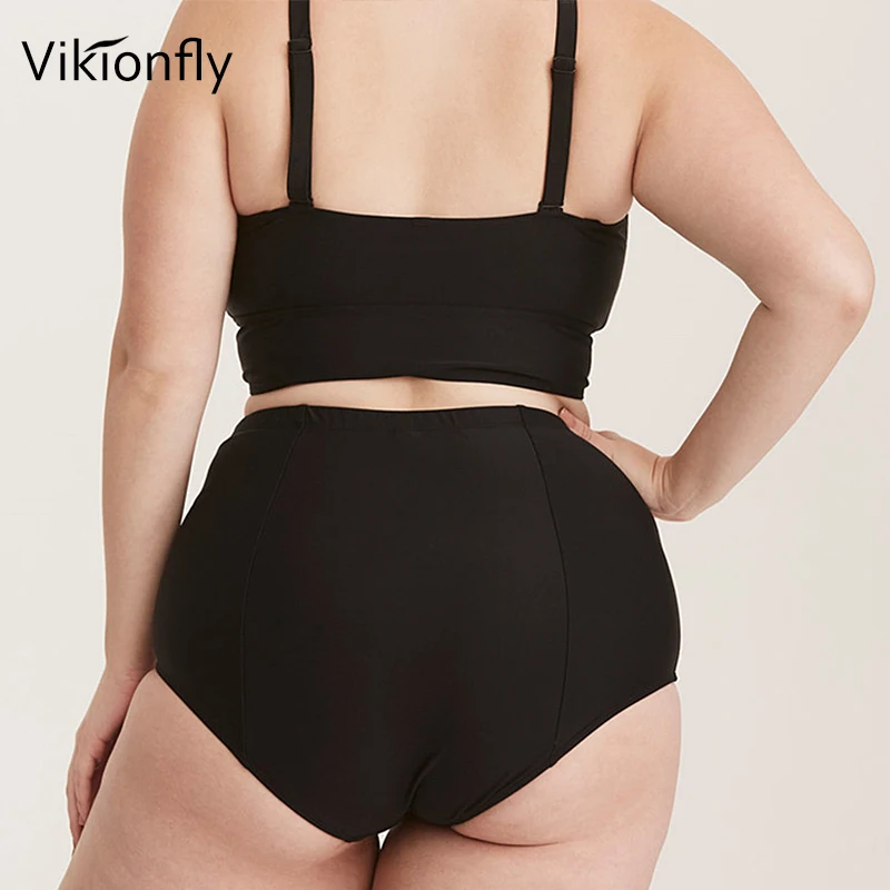 Vikionfly 5XL Super Plus Size Swimwear Bikini Women 2021 Lace Push Up High Waist Large Size Swimsuit Black Floral Bathing Suit