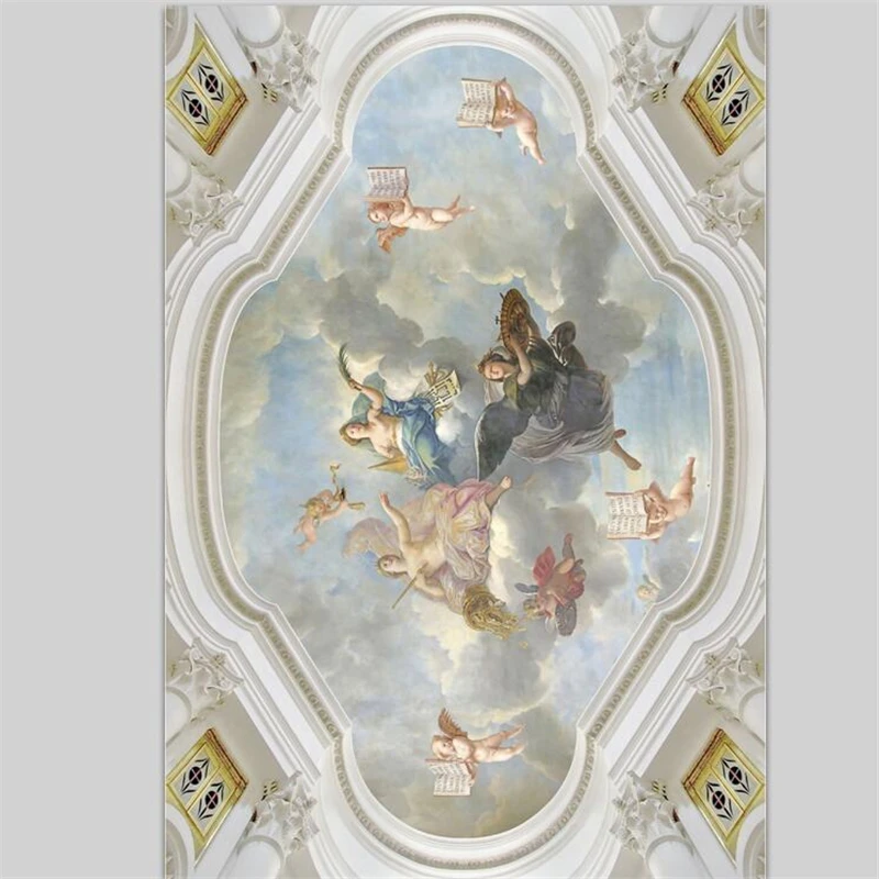 beibehang Custom wallpaper 3d photo mural living room bedroom ceiling European style angel ceiling wallpaper papel de parede 3d