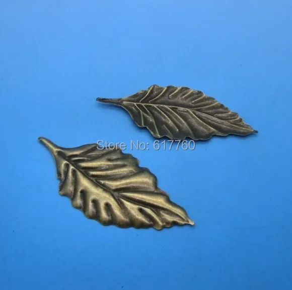 

50PCs Bronze Tone Leaf Stamping Embellishments Findings Jewelry Connectors 5.4cmx2.4cm(2 1/8"x1") J0035