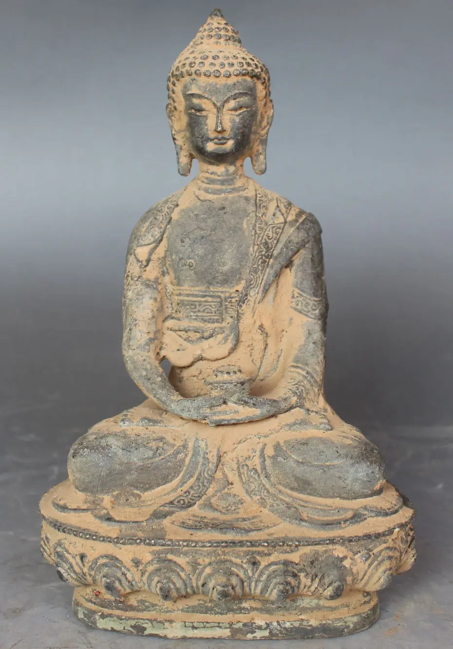 

Free Shipping 21cm 8" Chinese Folk collection Old Bronze Copper Amitabha Buddha Statue