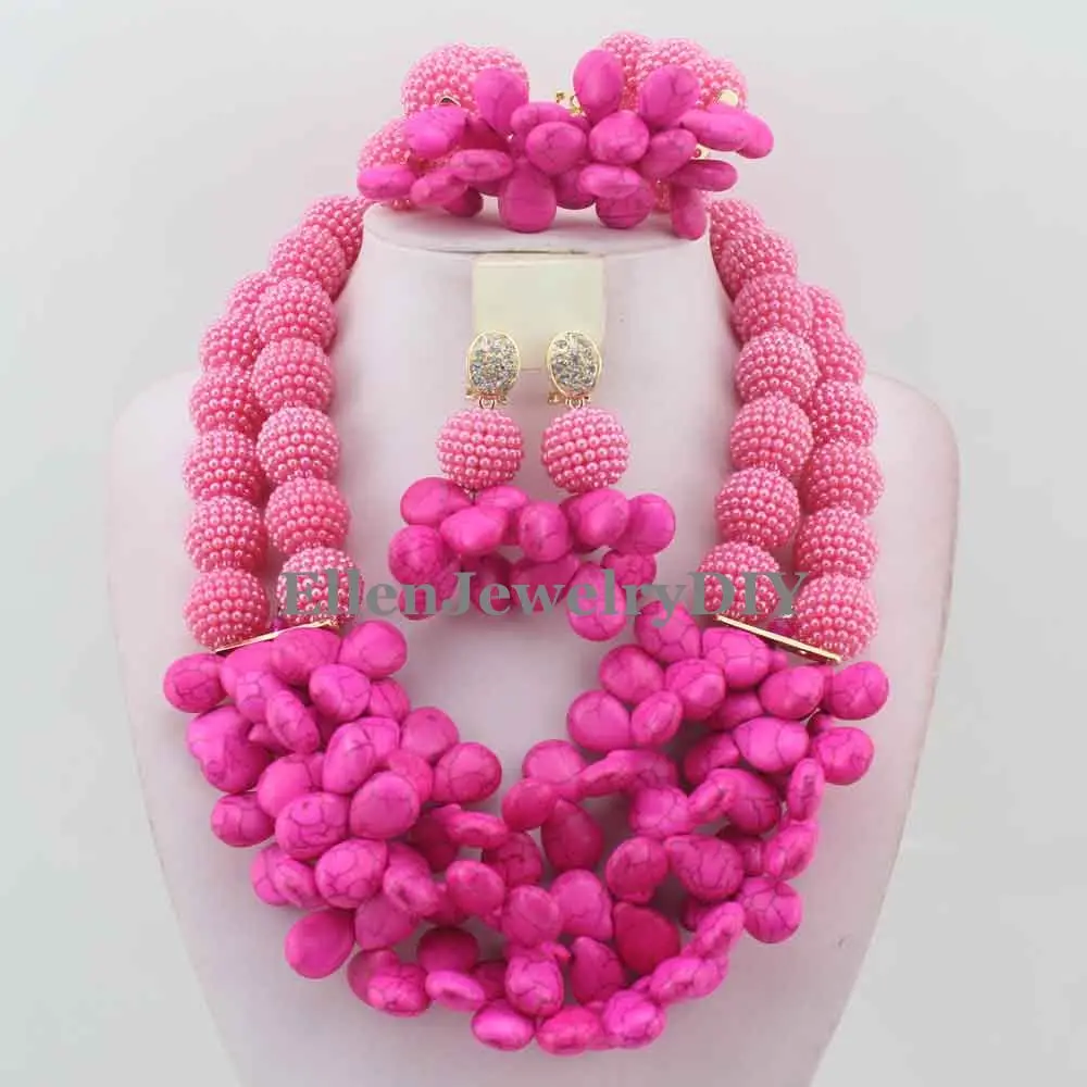 

Hot Nigerian Wedding African Beads Jewelry Set Beads Necklace Jewelry Set Free Shipping W10972
