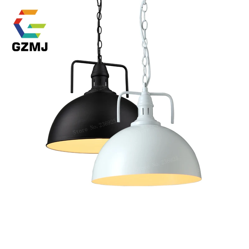 Loft Style Dia 18cm 30cm LED Pendant Lights Black Vintage Industrial Lighting American Country Iron Base Hanging Lamp Home Decor