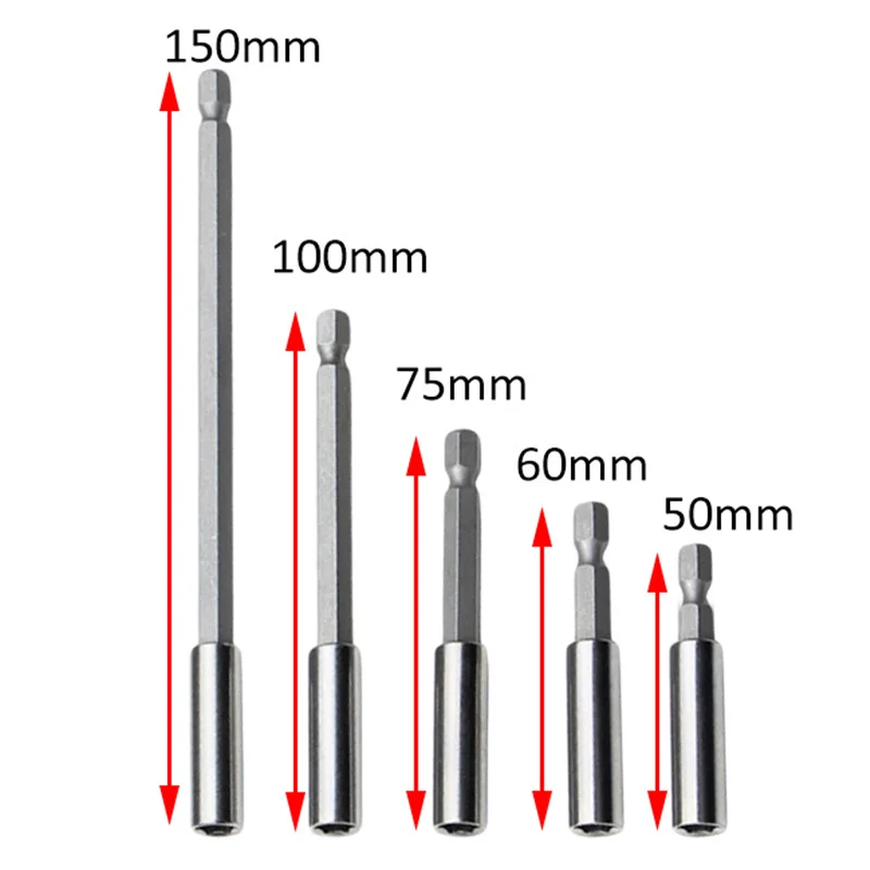 1/4 Hex Shank Screwdriver Tip Magnetic Holder Hand Tool Socket Extension Tool 100mm/75mm/60mm/50mm