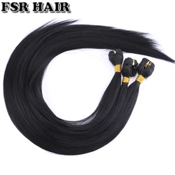 FSR-mechón de pelo sintético, color negro, dorado, marrón, liso, 14-30 pulgadas, disponible