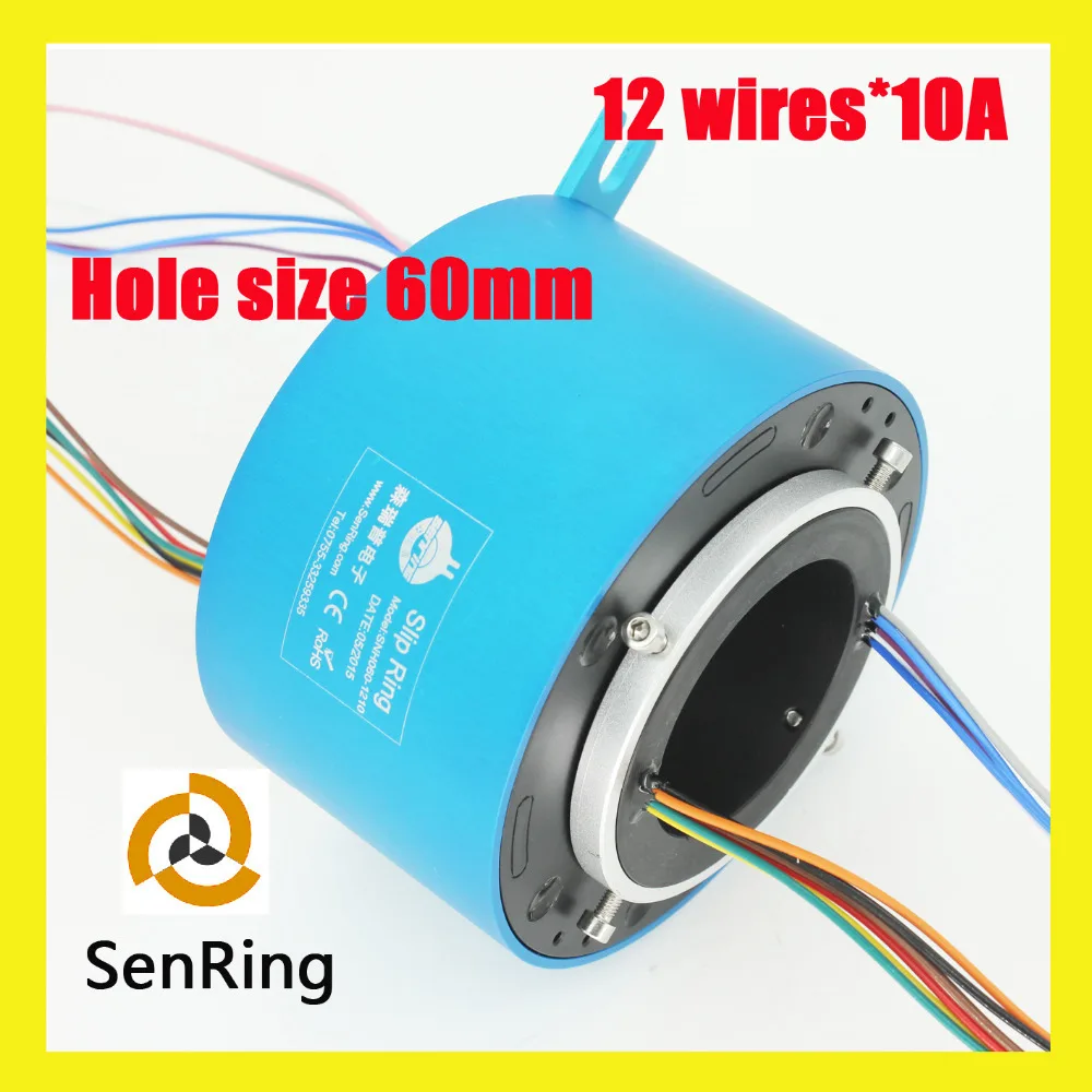 

High quality Senring slip ring 60mm through bore slip rings of SNH060 12 circuits 10A