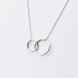 XIYANIKE Double Circle Interlock Clavicle Short Necklace Silver Color  Necklace For Women collares erkek kolye New VNS8016