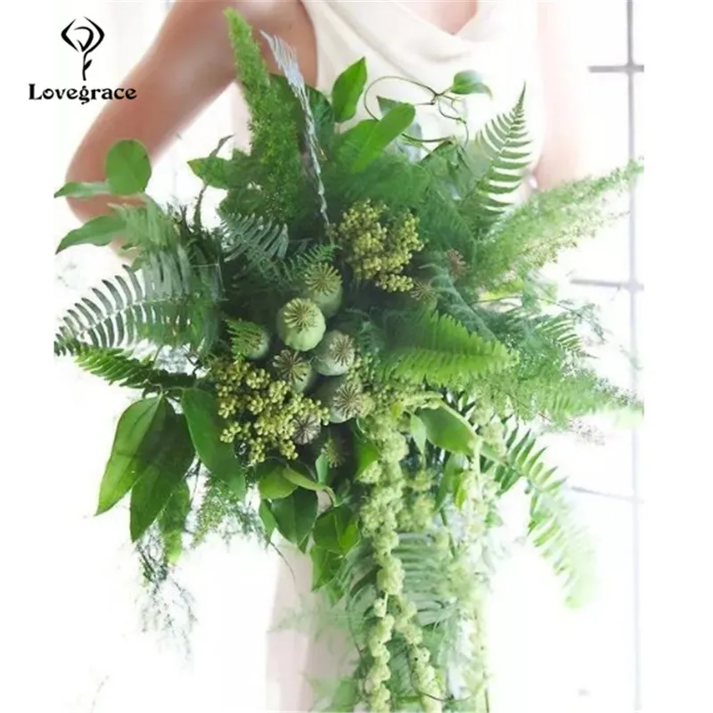 Wedding Planning DIY Wedding Site Decor Green Plant Prop Artificial Flower Plant Bride Bouquet Mariage Accessory Wedding Bouquet