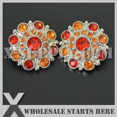 

28mm Special Stargazer Acrylic Rhinestone Button with Shank Back,RB1040-28,Red and Sun