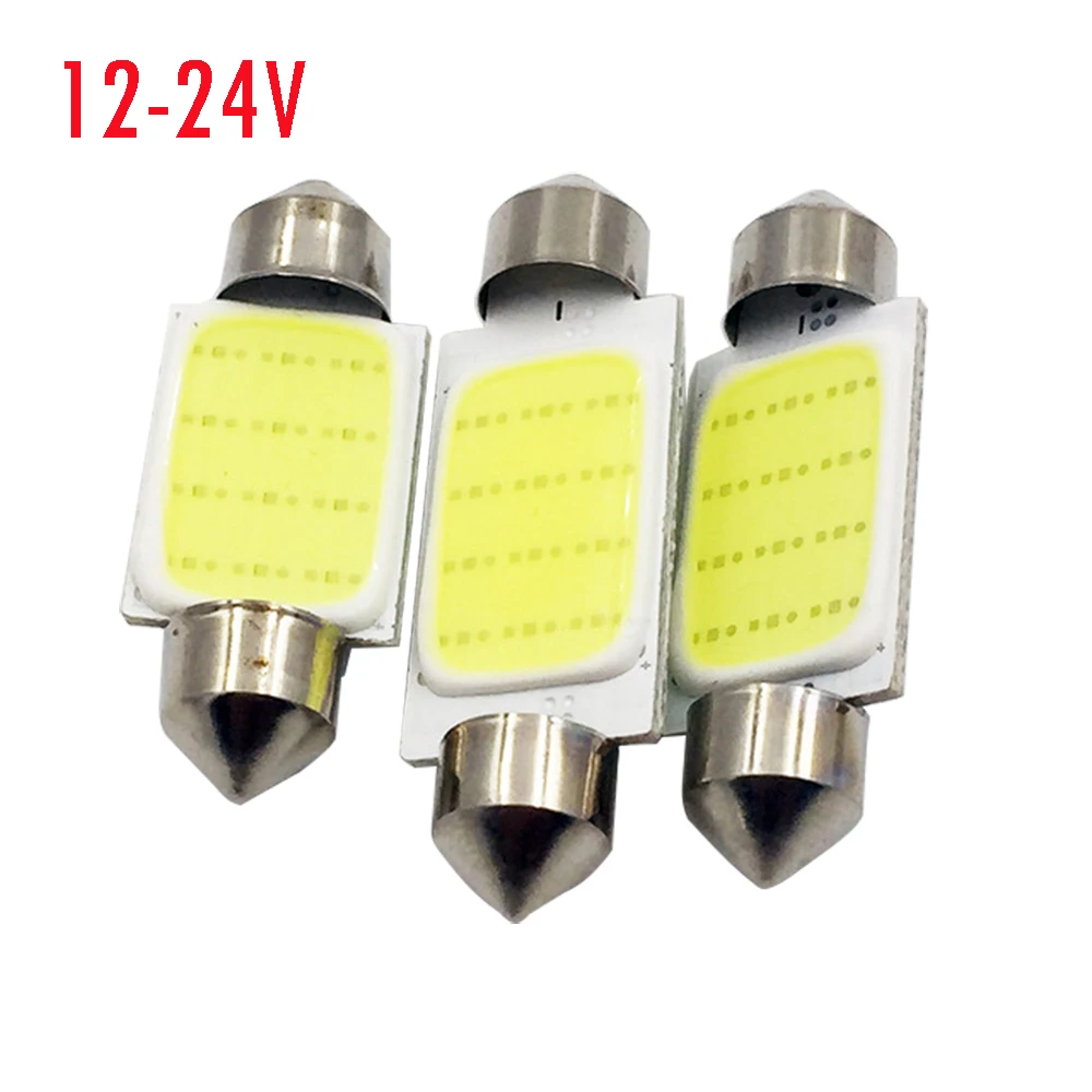 

YSY 100X DC12V-24V 31mm 36mm 39mm 41mm Dome Festoon COB LED 12smd leds Car Light White Lights