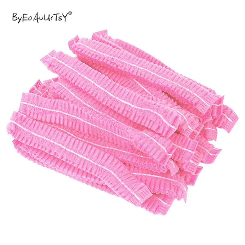 100pcs Disposable Pleated Elastic Mesh Shape Non-woven Bath Hat For Eyelash Extension Clear Waterproof Hair Hat Shower Cap