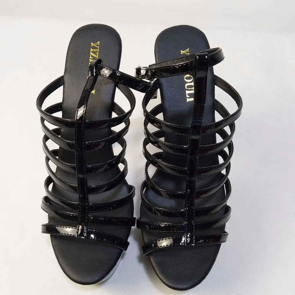 Fresh and new sandals in summer Europe and the performance of shoes Black high waterproof table 15 cm high heels