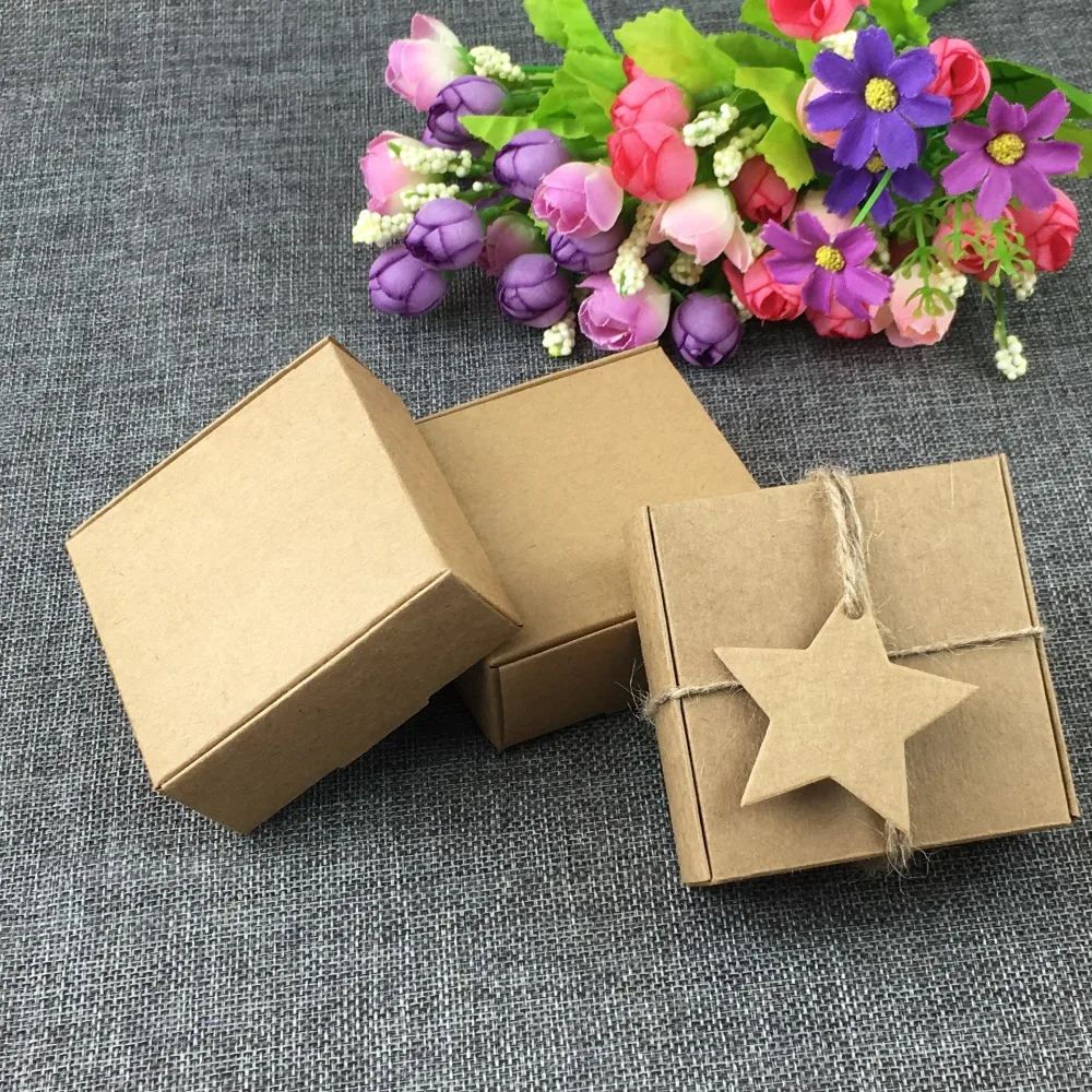 

100pcs Gift Packaging Kraft Paper Box For Jewelry Event Party Wedding Candy Chocolate Bakery Baking Cake DIY Soap Packing box