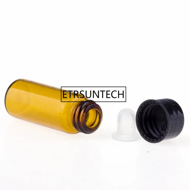 1 ml/2 ml/3 ml Mini Amber Glas Etherische Olie Reagentia Hervulbare Sample Fles Bruine Glazen Flesjes met Cap F1558